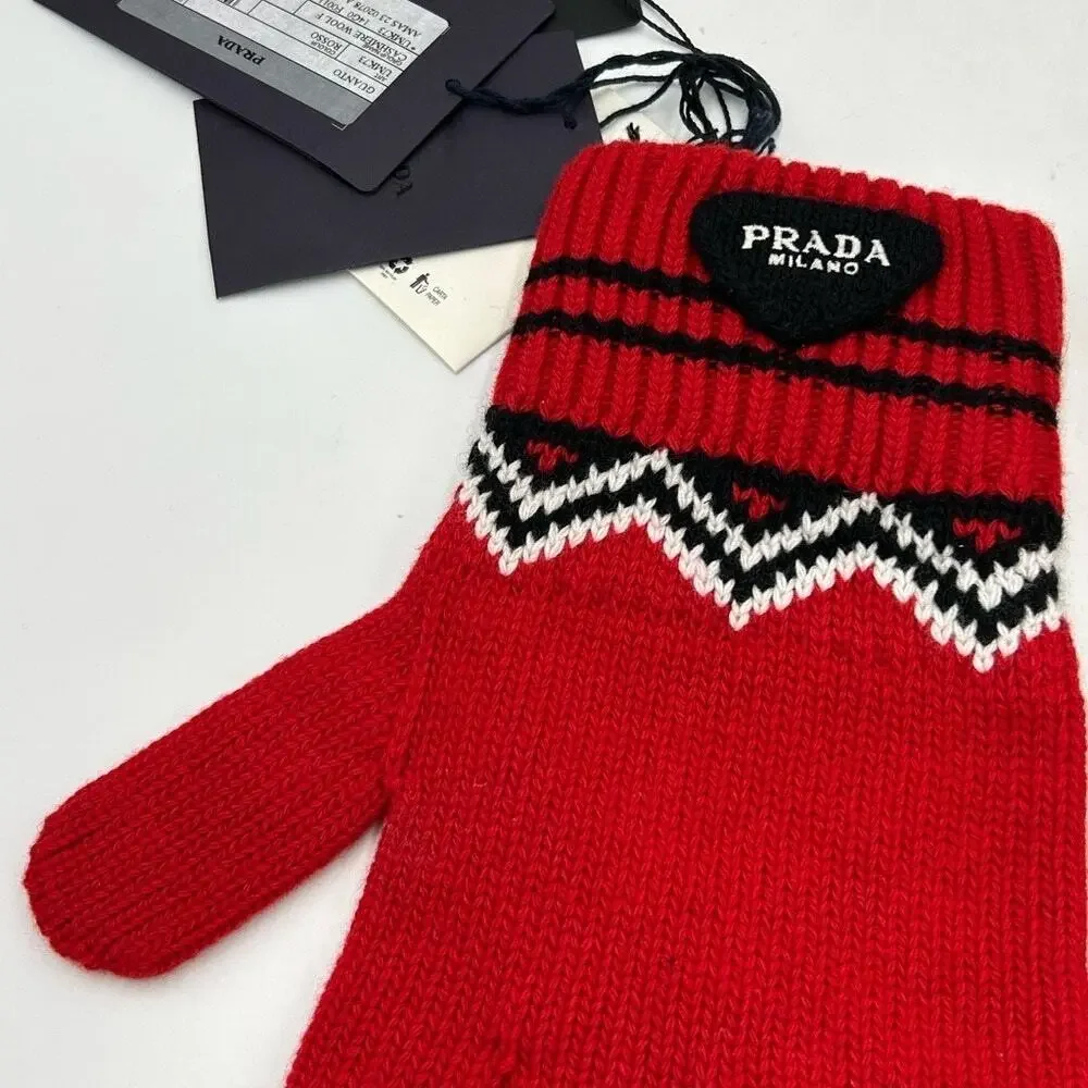Unisex Prada wool/cashmere knit gloves size large made in Italy